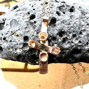 Handcrafted Small Solid 14K Yellow Gold Unisex Cross  , First Communion